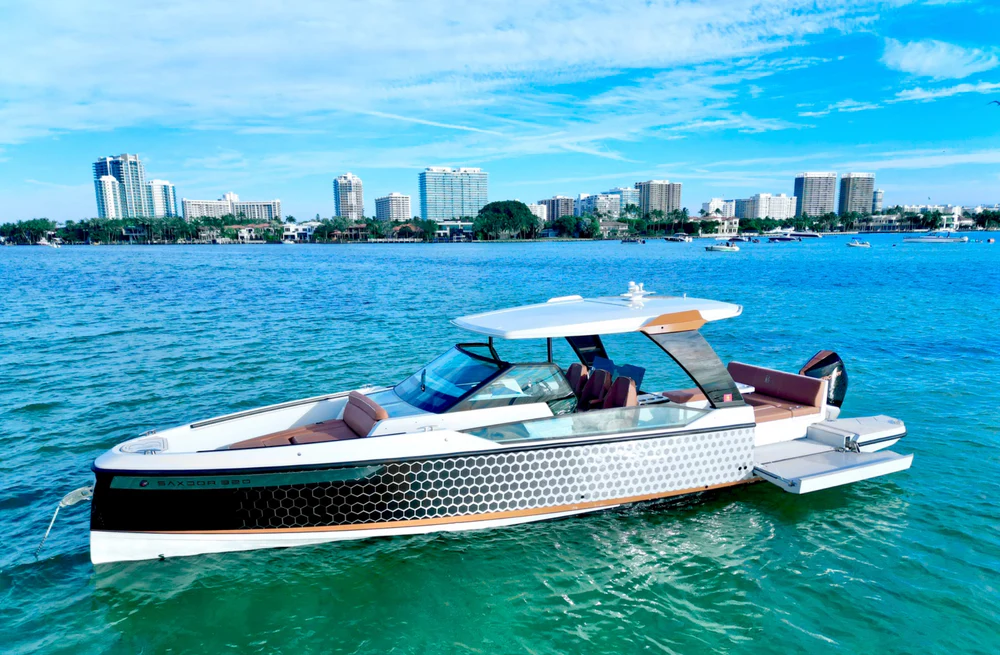 Saxdor 320 GTO Charter Miami Award-Winning Design at Beach Boat Rental